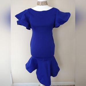 MAKE OFFER 🔥 Top Melon Royal Blue Dress With Ruffle Sleeves Size Medium